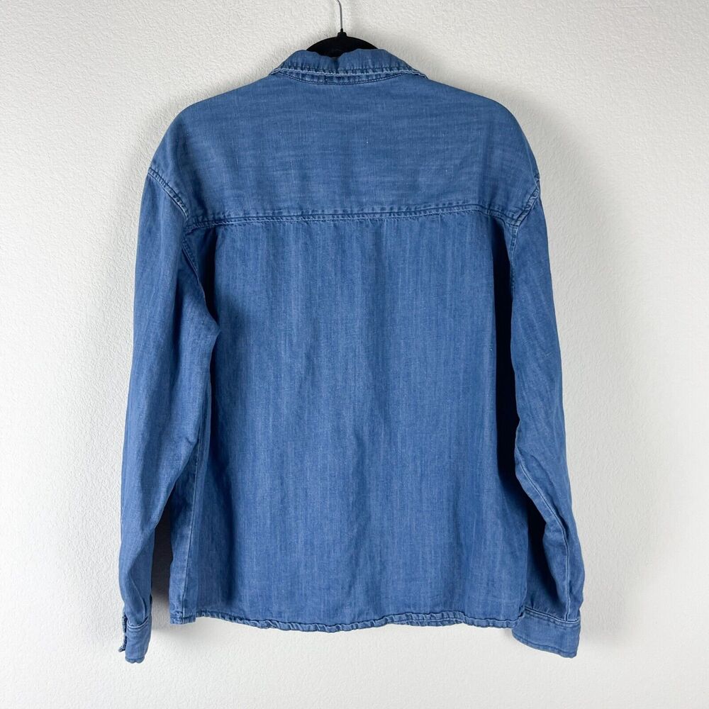 WeWoreWhat Linen Blend Top Womens XS Small Blue Long Sleeve Button Down - Picture 10 of 13